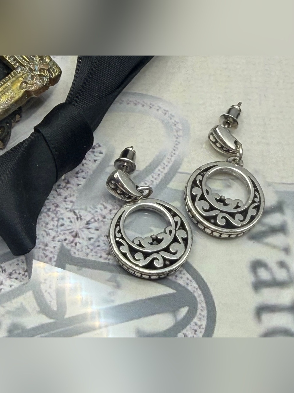 Brighton Silver-Tone Filigree Open Circle Drop Earrings